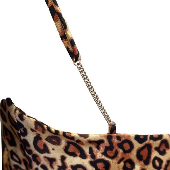 Zara Satin Cami Camisole Chettah Leopard Animal Print Chain Strap Cowl Neck NWOT - Picture 11 of 16